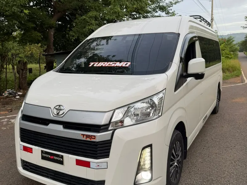 White Toyota Hiace van